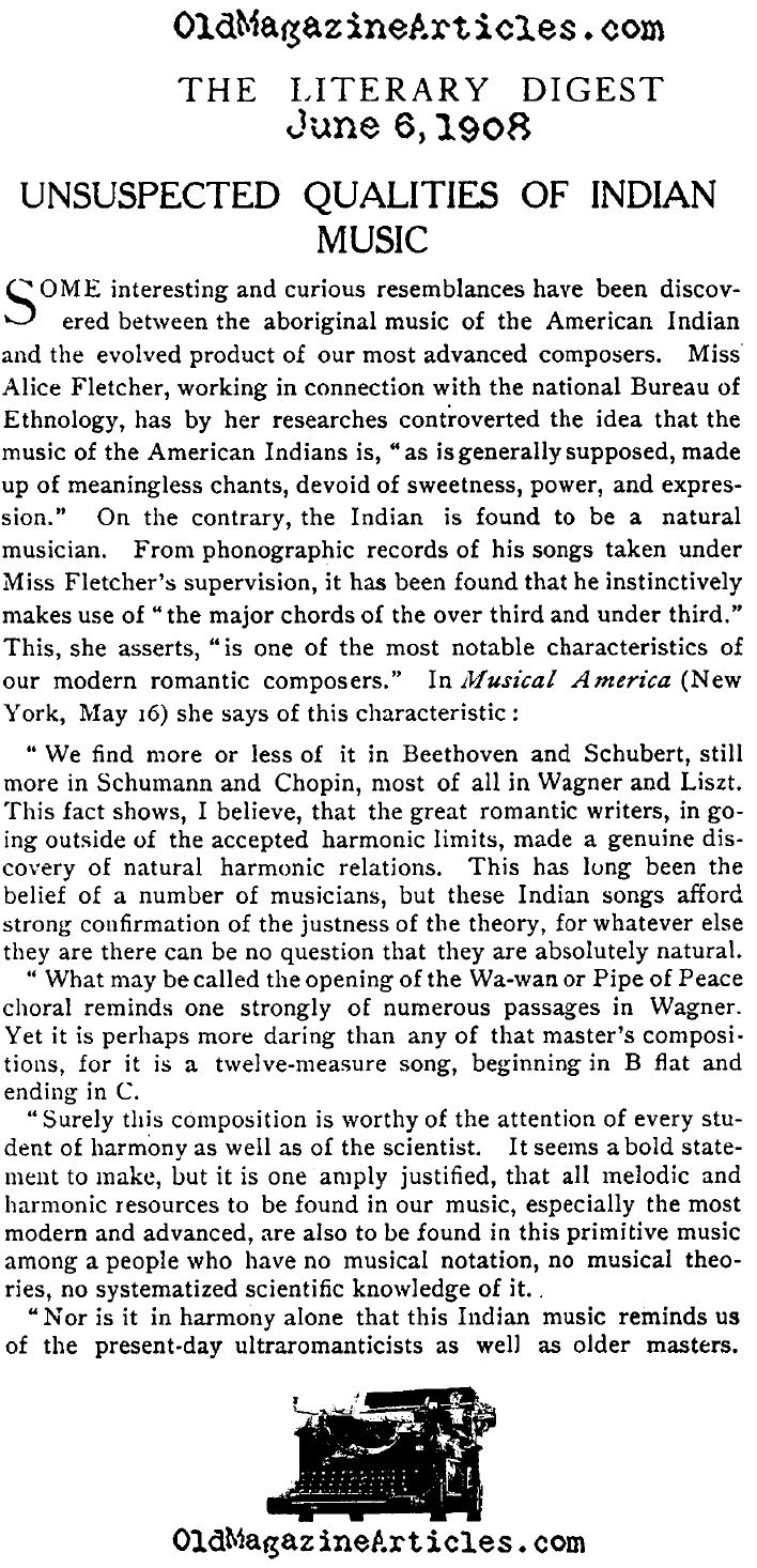 Unsuspected Qualities of Native American Music (Literary Digest, 1908)